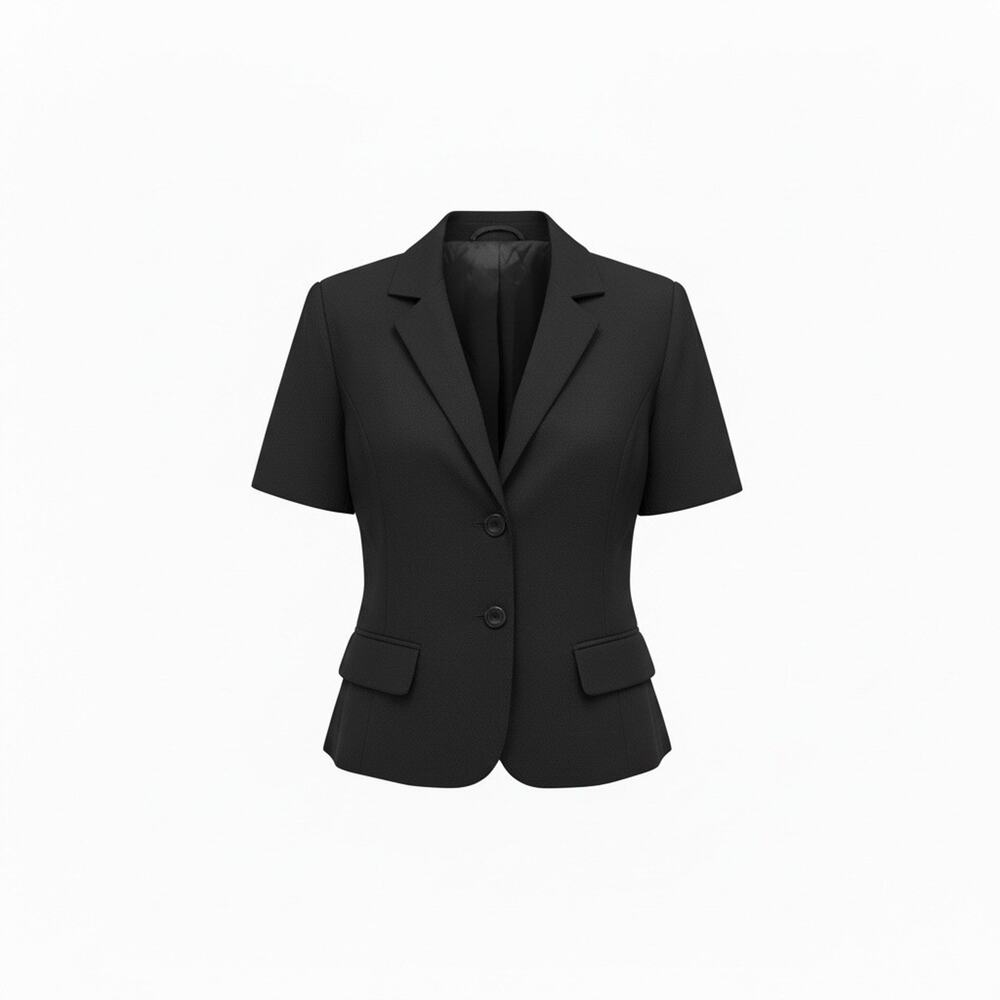 Apostrophe Black V-Neck Collared Lined Short Slee… - image 1